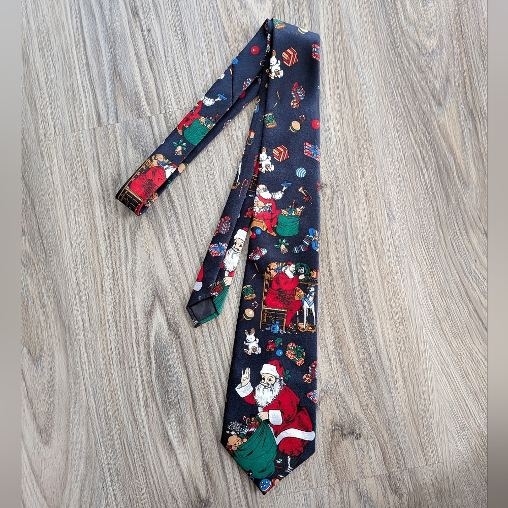 Men's Christmas Tie‎ Like New Handmade Luigi Valentino Santa Holiday
